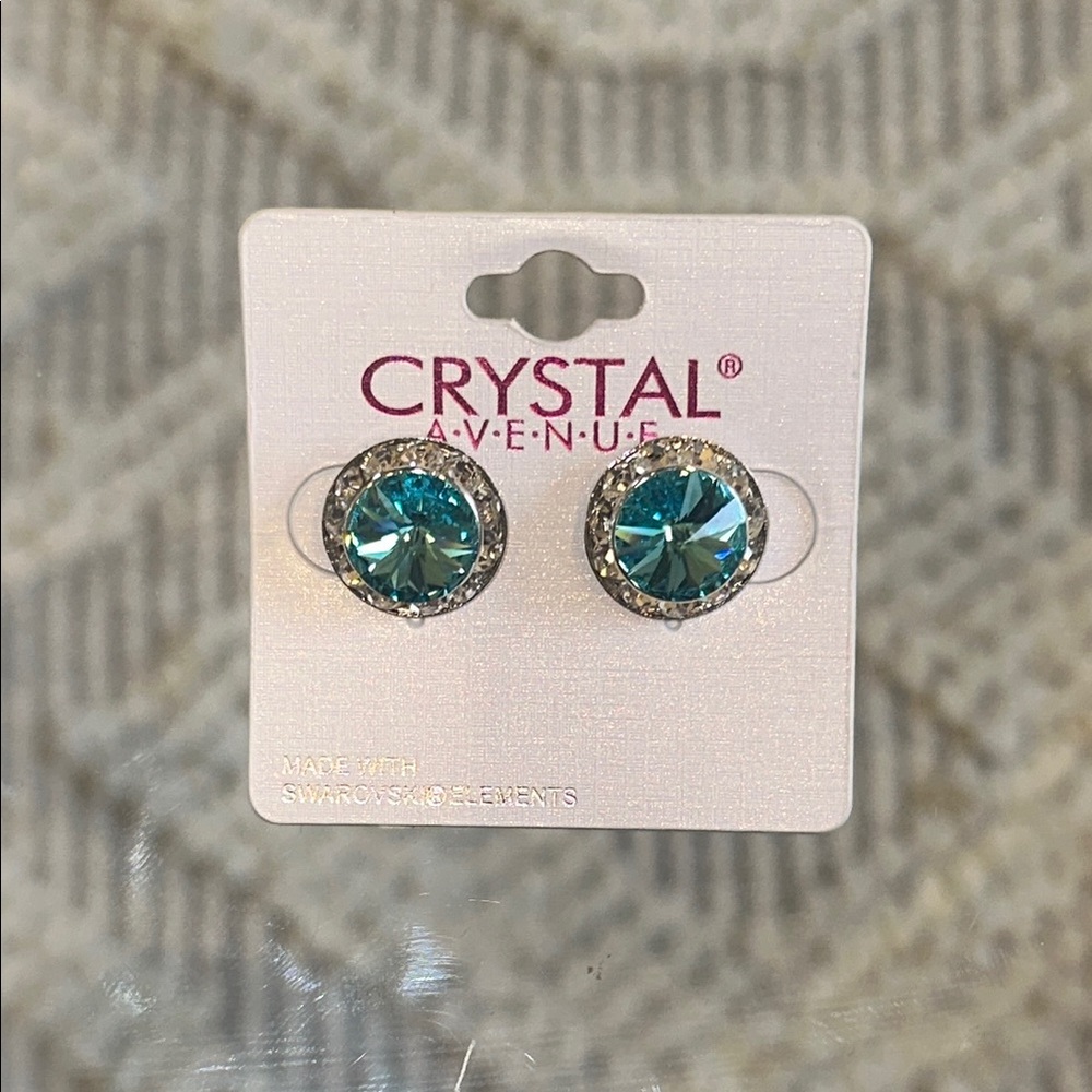 Aqua Blue Crystal Stud Earrings